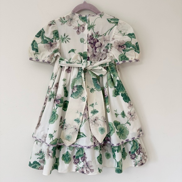 Vintage Floral Dress in Cream with Purple & Green Floral Pattern, Size 4 - Picture 2 of 15